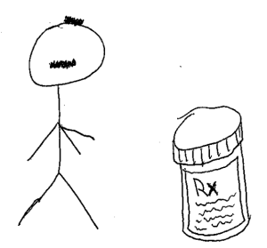 Side Effects Man with prescription bottle
